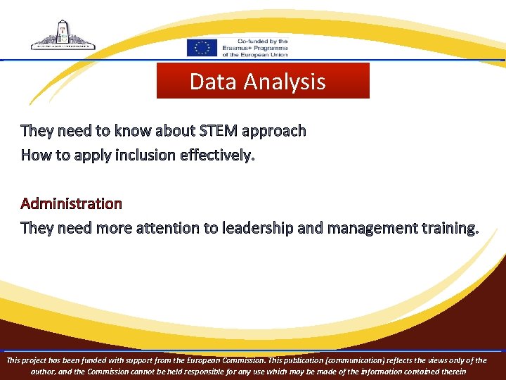 Data Analysis They need to know about STEM approach How to apply inclusion effectively.