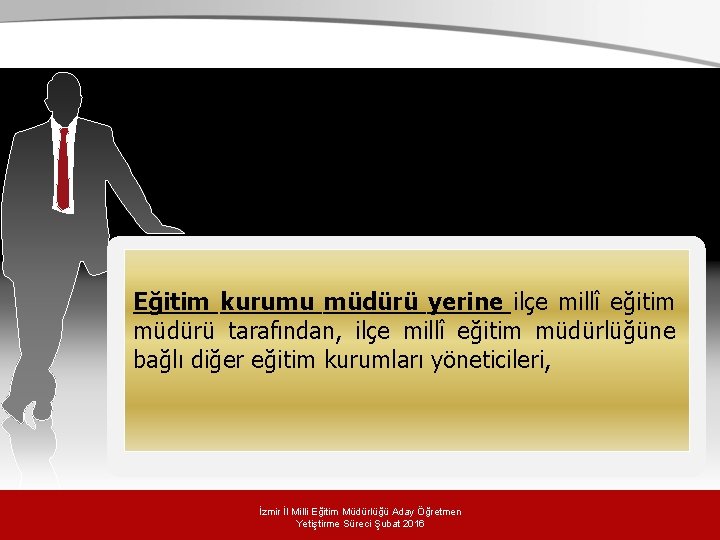 Eğitim kurumu müdürü yerine ilçe millî eğitim müdürü tarafından, ilçe millî eğitim müdürlüğüne bağlı Eğitim kurumu müdürü yerine ilçe millî eğitim müdürü tarafından, ilçe millî eğitim müdürlüğüne bağlı