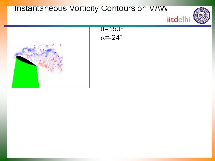 Instantaneous Vorticity Contours on VAWT Blade =150 =-24 