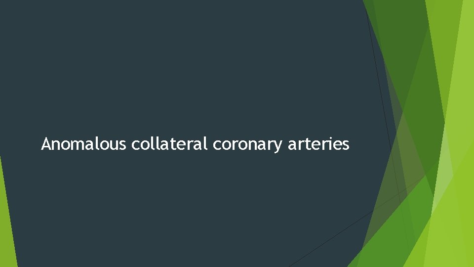 Anomalous collateral coronary arteries 