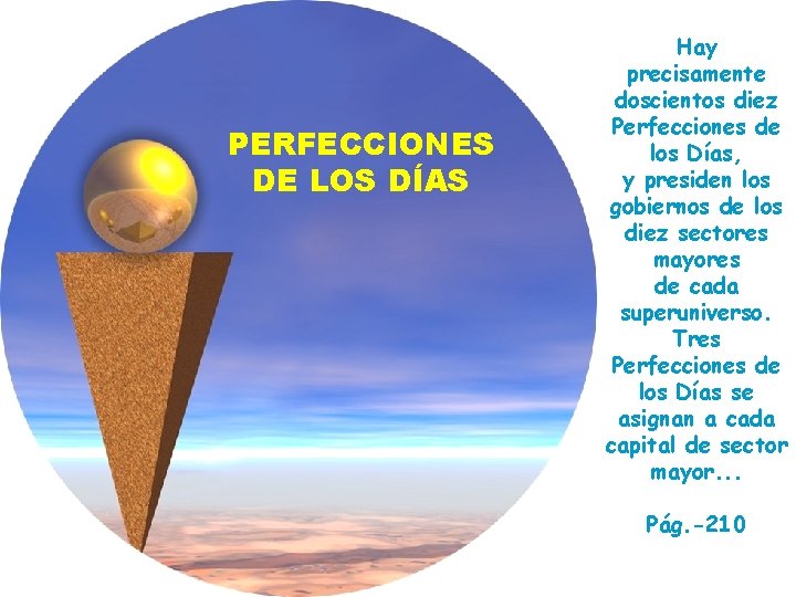 PERFECCIONES DE LOS DÍAS Hay precisamente doscientos diez Perfecciones de los Días, y presiden