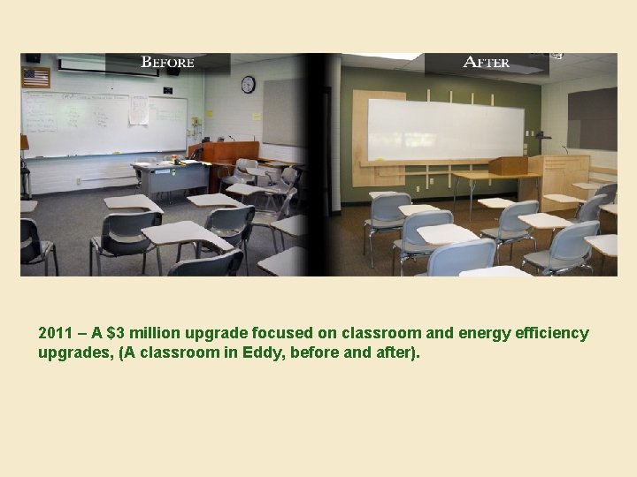 2011 – A $3 million upgrade focused on classroom and energy efficiency upgrades, (A