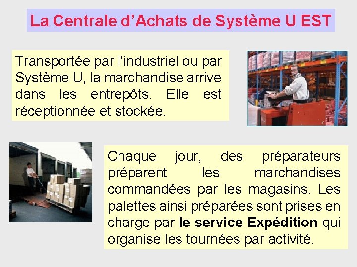 La Centrale d’Achats de Système U EST Transportée par l'industriel ou par Système U,