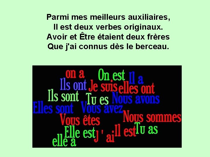 Parmi mes meilleurs auxiliaires, Il est deux verbes originaux. Avoir et Être étaient deux