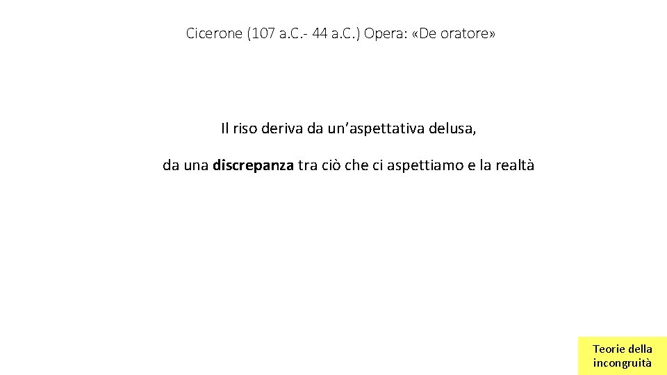 Cicerone (107 a. C. - 44 a. C. ) Opera: «De oratore» Il riso