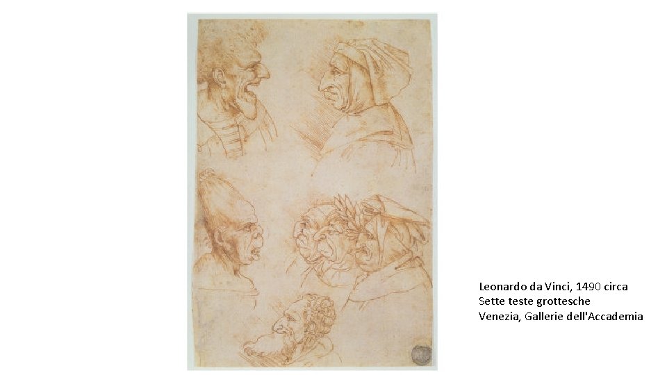 Immagine grottesca Leonardo da Vinci, 1490 circa Sette teste grottesche Venezia, Gallerie dell'Accademia 