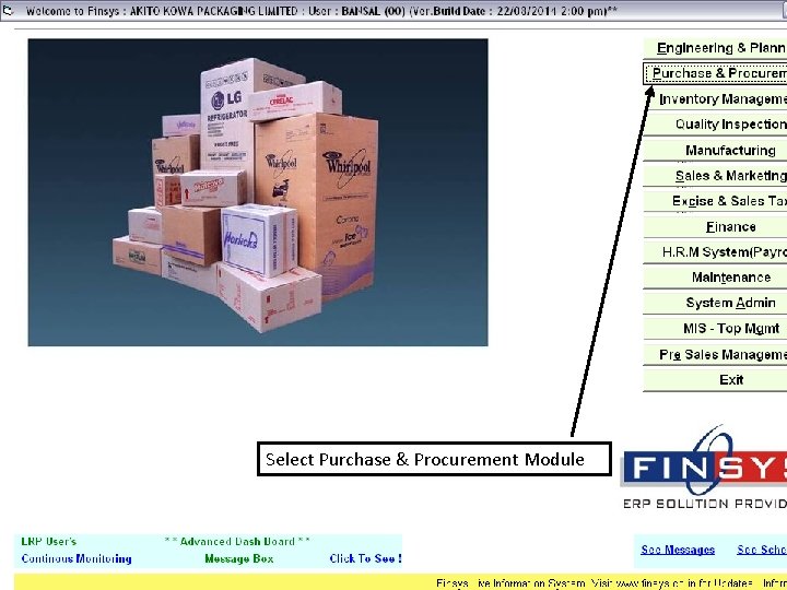 Select Purchase & Procurement Module 