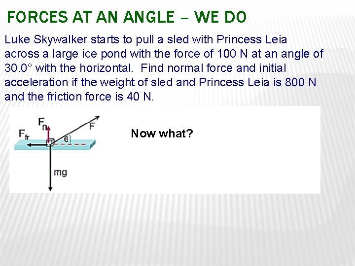 FORCES AT AN ANGLE – WE DO Luke Skywalker starts to pull a sled