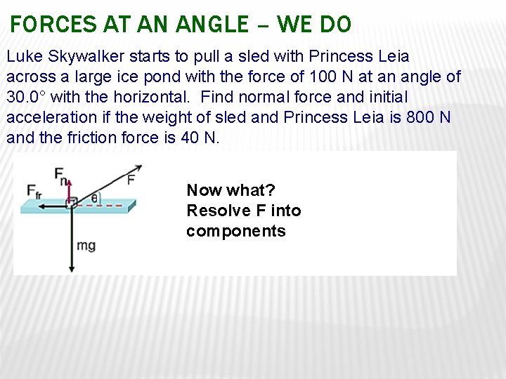 FORCES AT AN ANGLE – WE DO Luke Skywalker starts to pull a sled