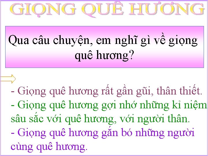 Qua câu chuyện, em nghĩ gì về giọng quê hương? - Giọng quê hương