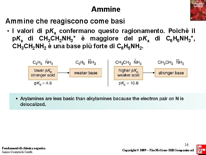 Ammine che reagiscono come basi • I valori di p. Ka confermano questo ragionamento.