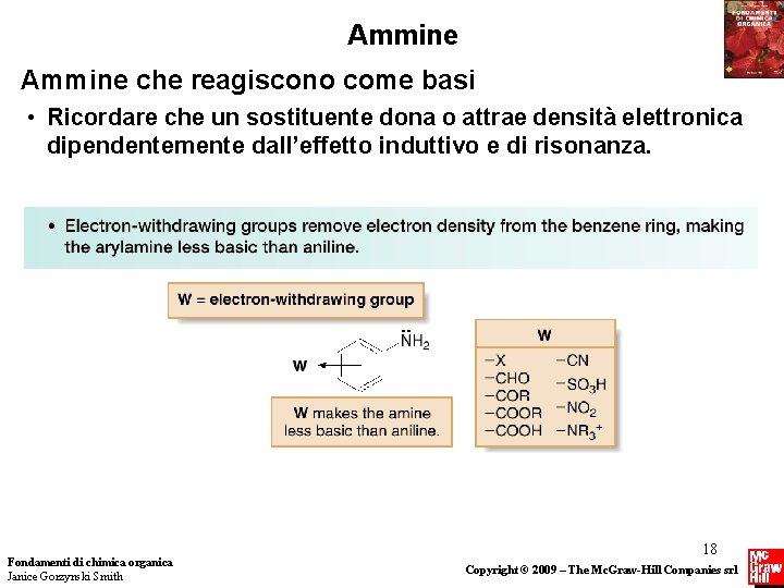 Ammine che reagiscono come basi • Ricordare che un sostituente dona o attrae densità