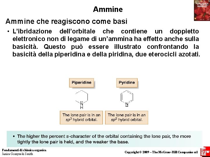 Ammine che reagiscono come basi • L’ibridazione dell’orbitale che contiene un doppietto elettronico non