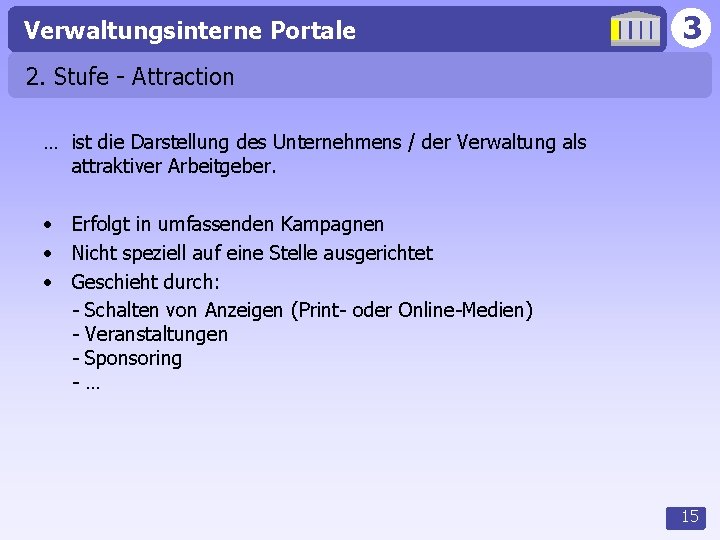 Verwaltungsinterne Portale 3 2. Stufe - Attraction … ist die Darstellung des Unternehmens /