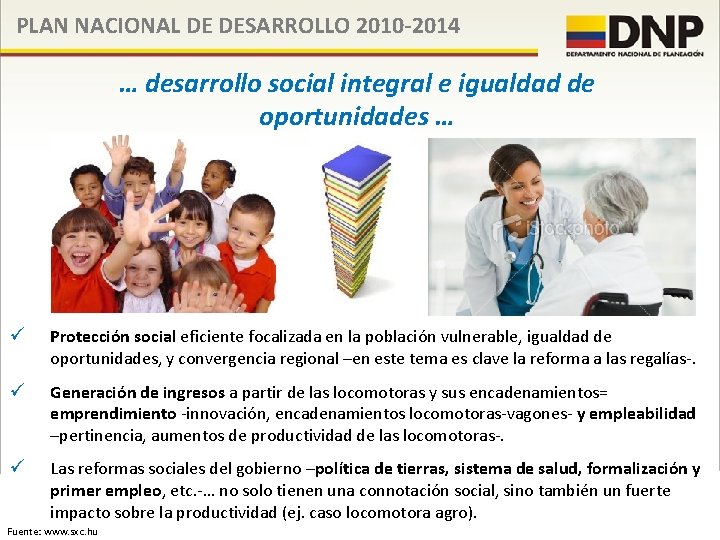 PLAN NACIONAL DE DESARROLLO 2010 -2014 … desarrollo social integral e igualdad de oportunidades