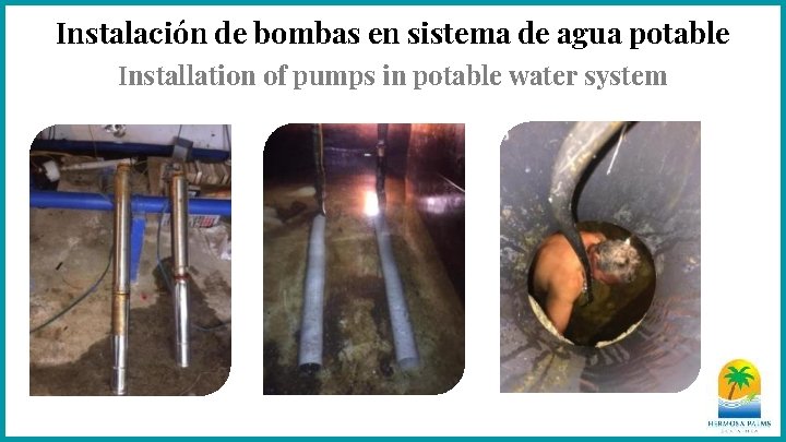 Instalación de bombas en sistema de agua potable Installation of pumps in potable water