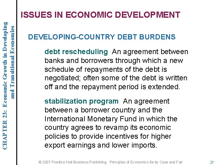 CHAPTER 23: Economic Growth in Developing and Transitional Economies ISSUES IN ECONOMIC DEVELOPMENT DEVELOPING-COUNTRY