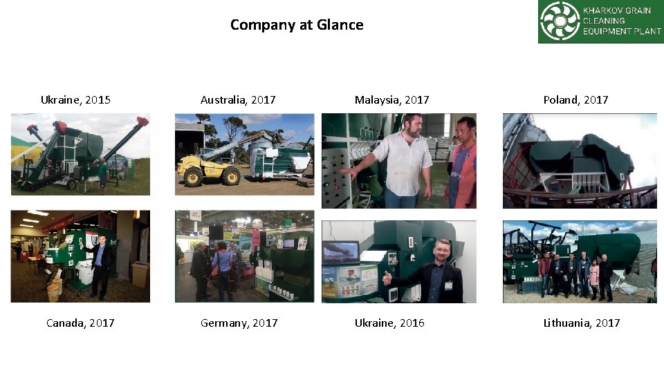 Company at Glance Ukraine, 2015 Canada, 2017 Australia, 2017 Malaysia, 2017 Poland, 2017 Germany,