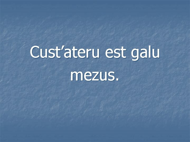 Cust’ateru est galu mezus. 