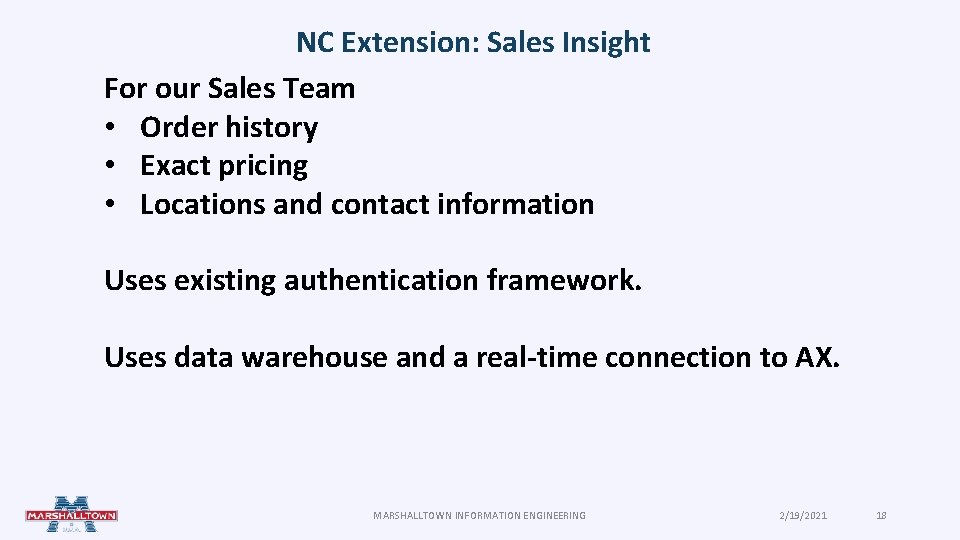 NC Extension: Sales Insight For our Sales Team • Order history • Exact pricing NC Extension: Sales Insight For our Sales Team • Order history • Exact pricing