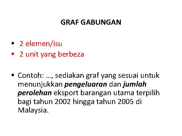 GRAF GABUNGAN § 2 elemen/isu § 2 unit yang berbeza § Contoh: …, sediakan