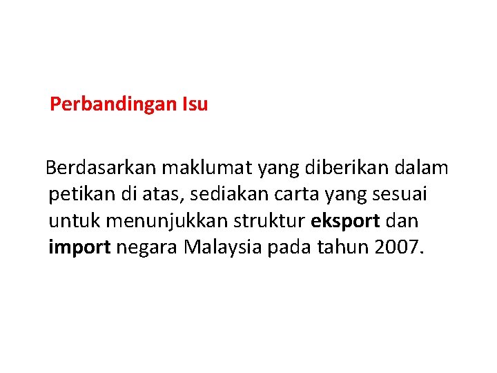 Perbandingan Isu Berdasarkan maklumat yang diberikan dalam petikan di atas, sediakan carta yang sesuai