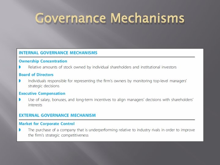 Governance Mechanisms 