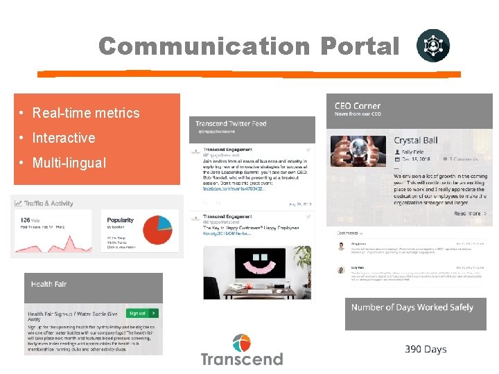 Communication Portal • Real-time metrics • Interactive • Multi-lingual 