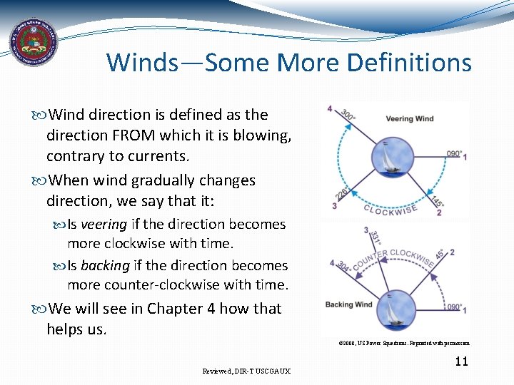 Winds—Some More Definitions Wind direction is defined as the direction FROM which it is