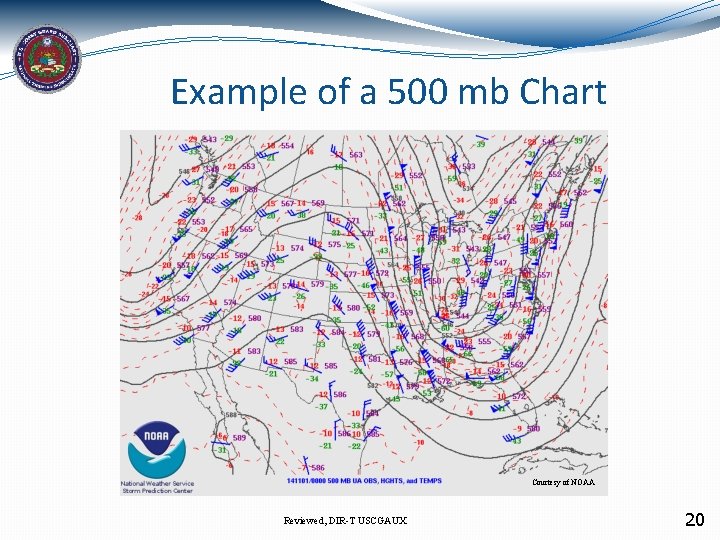 Example of a 500 mb Chart Courtesy of NOAA Reviewed, DIR-T USCGAUX 20 