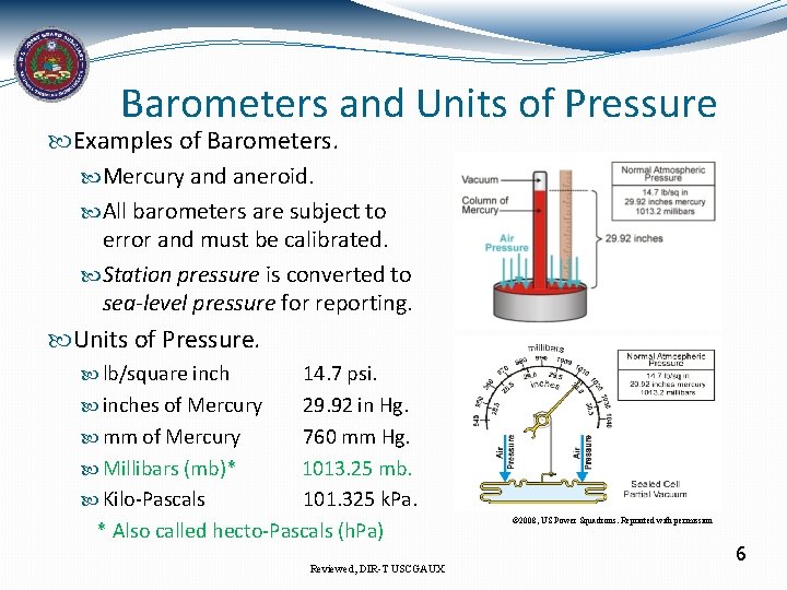 Barometers and Units of Pressure Examples of Barometers. Mercury and aneroid. All barometers are
