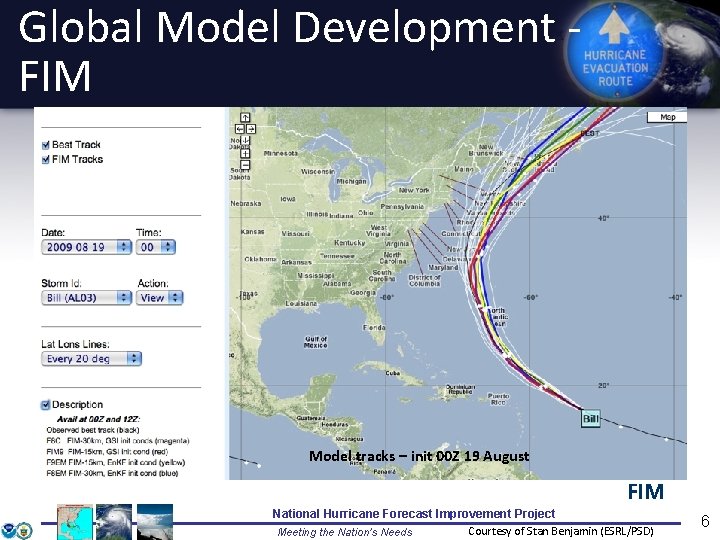 Global Model Development FIM Model tracks – init 00 Z 19 August FIM National