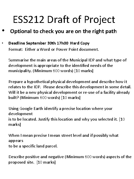 ESS 212 Draft of Project • Optional to check you are on the right ESS 212 Draft of Project • Optional to check you are on the right