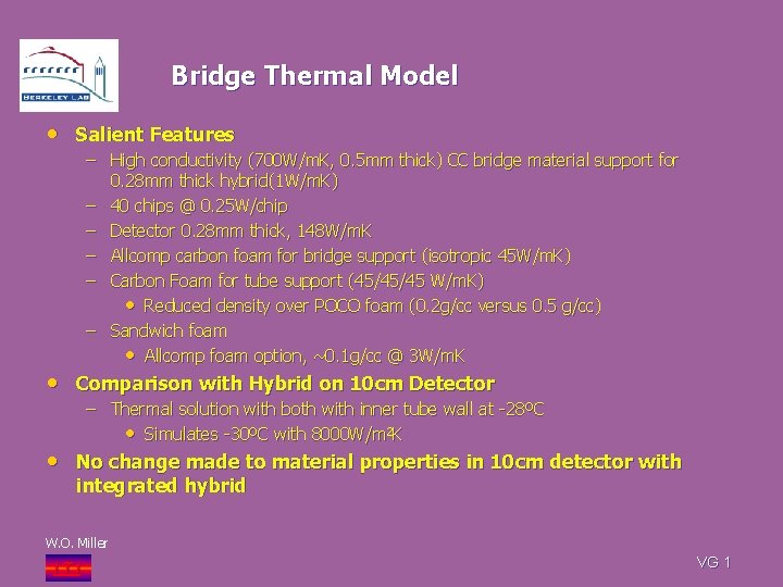 Bridge Thermal Model • Salient Features – High conductivity (700 W/m. K, 0. 5
