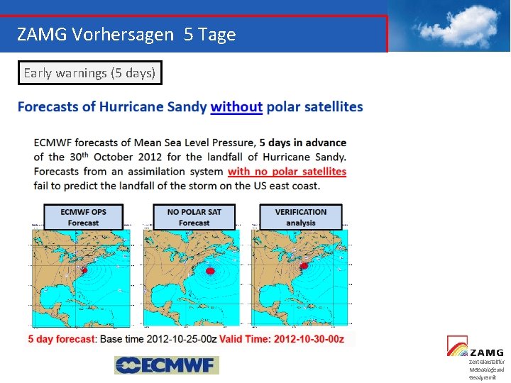 ZAMG Vorhersagen 5 Tage Early warnings (5 days) Zentralanstaltfür Meteorologieund Geodynamik 