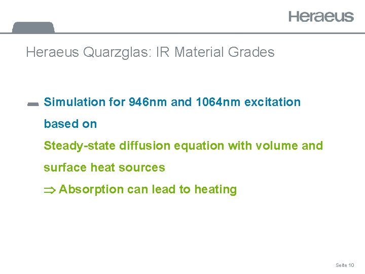 Heraeus Quarzglas: IR Material Grades Simulation for 946 nm and 1064 nm excitation based