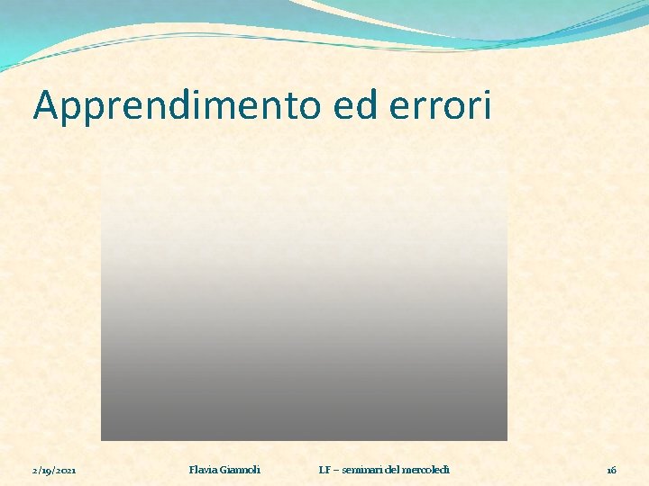 Apprendimento ed errori 2/19/2021 Flavia Giannoli LF – seminari del mercoledì 16 