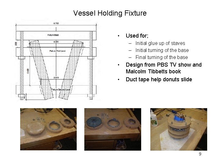 Vessel Holding Fixture • Used for; – Initial glue up of staves – Initial