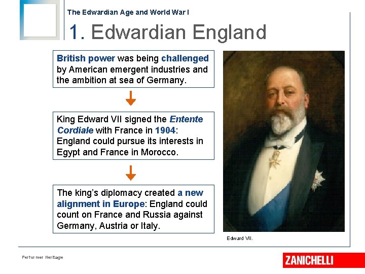 The Edwardian Age and World War I 1. Edwardian England British power was being