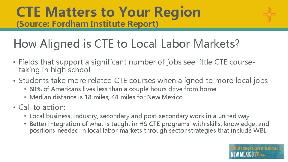 CTE Matters to Your Region (Source: Fordham Institute Report) How Aligned is CTE to