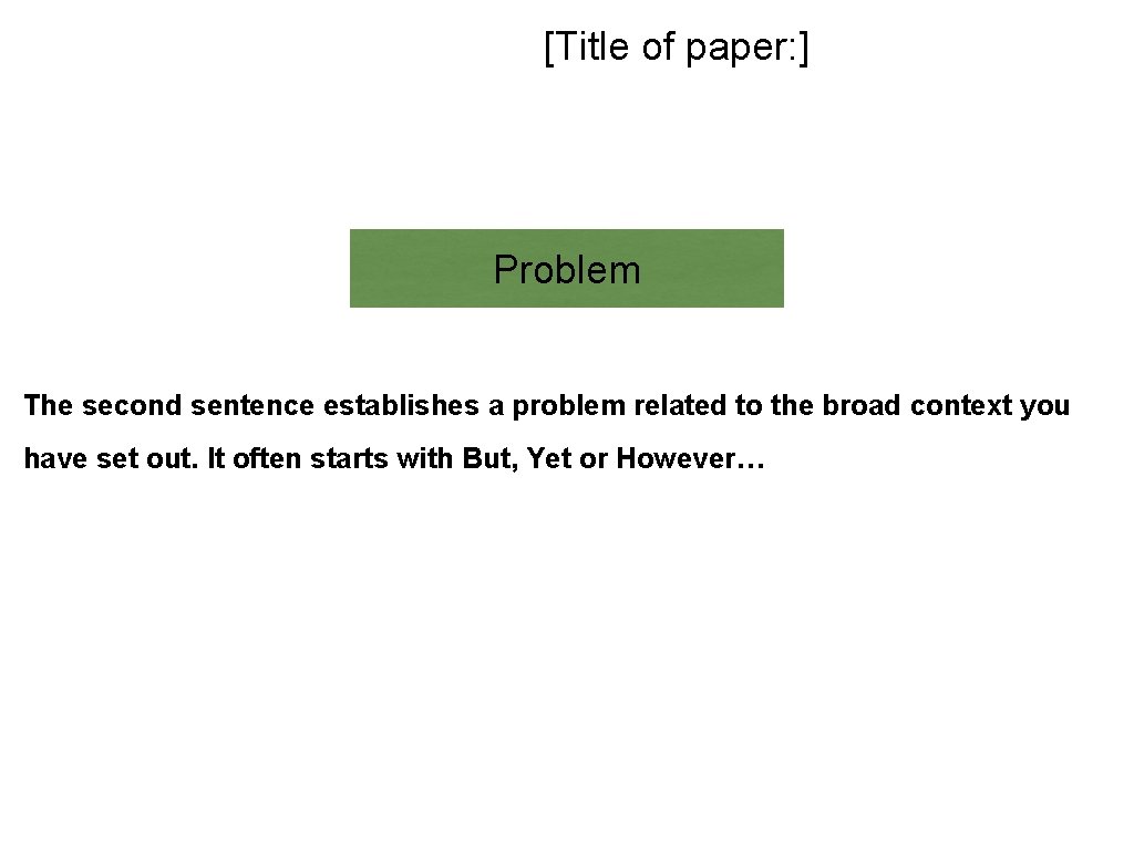 [Title of paper: ] Problem The second sentence establishes a problem related to the