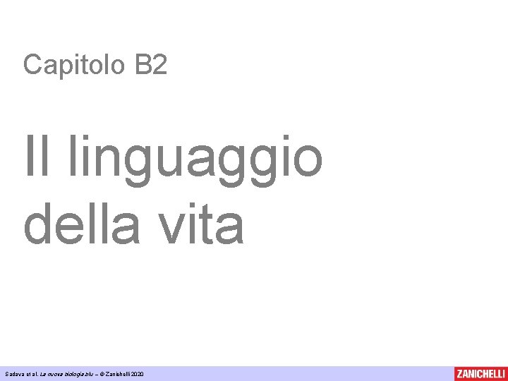 Capitolo B 2 Il linguaggio della vita Sadava et al, La nuova biologia. blu