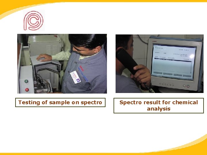 Testing of sample on spectro Spectro result for chemical analysis 