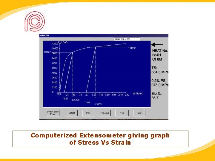 Computerized Extensometer giving graph of Stress Vs Strain 