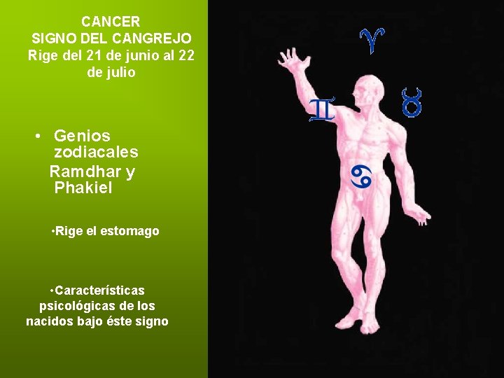CANCER SIGNO DEL CANGREJO Rige del 21 de junio al 22 de julio •