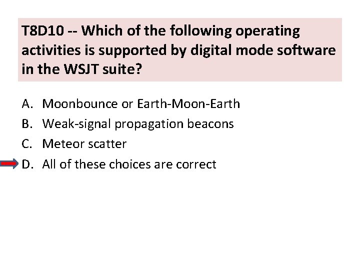 T 8 D 10 -- Which of the following operating activities is supported by