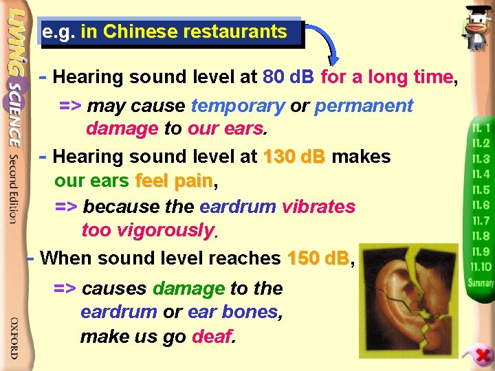 e. g. in Chinese restaurants - Hearing sound level at 80 d. B for