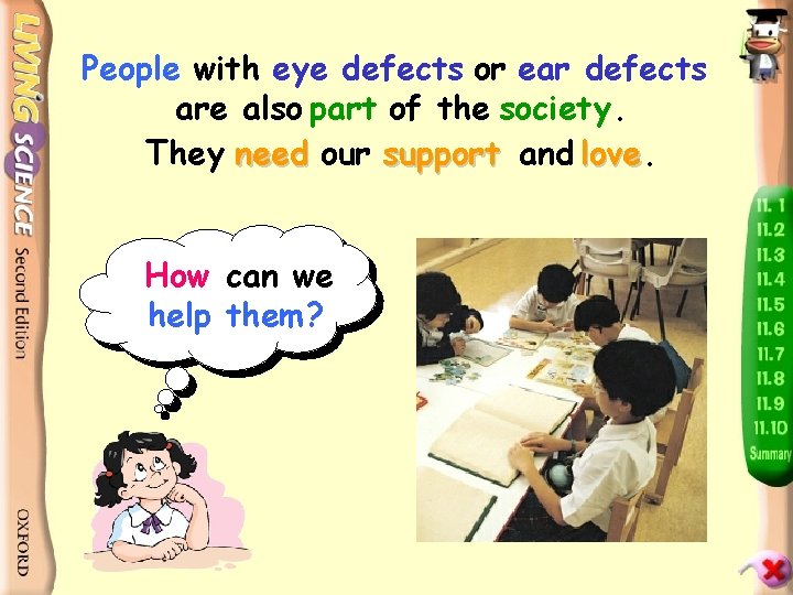 People with eye defects or ear defects are also part of the society. They