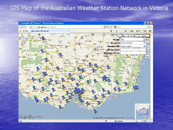 GIS Map of the Australian Weather Station Network in Victoria 