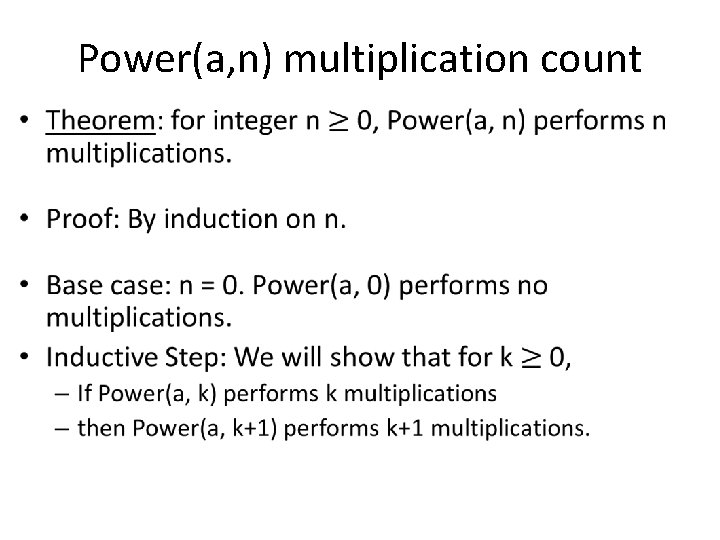 Power(a, n) multiplication count • 